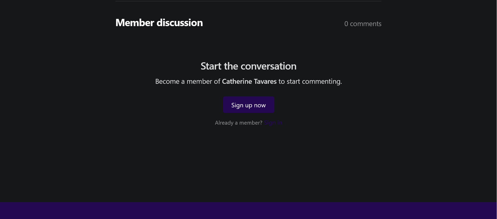 Screenshot of the member discussion section at the bottom of a post, currently requesting a sign in as the user is logged off.